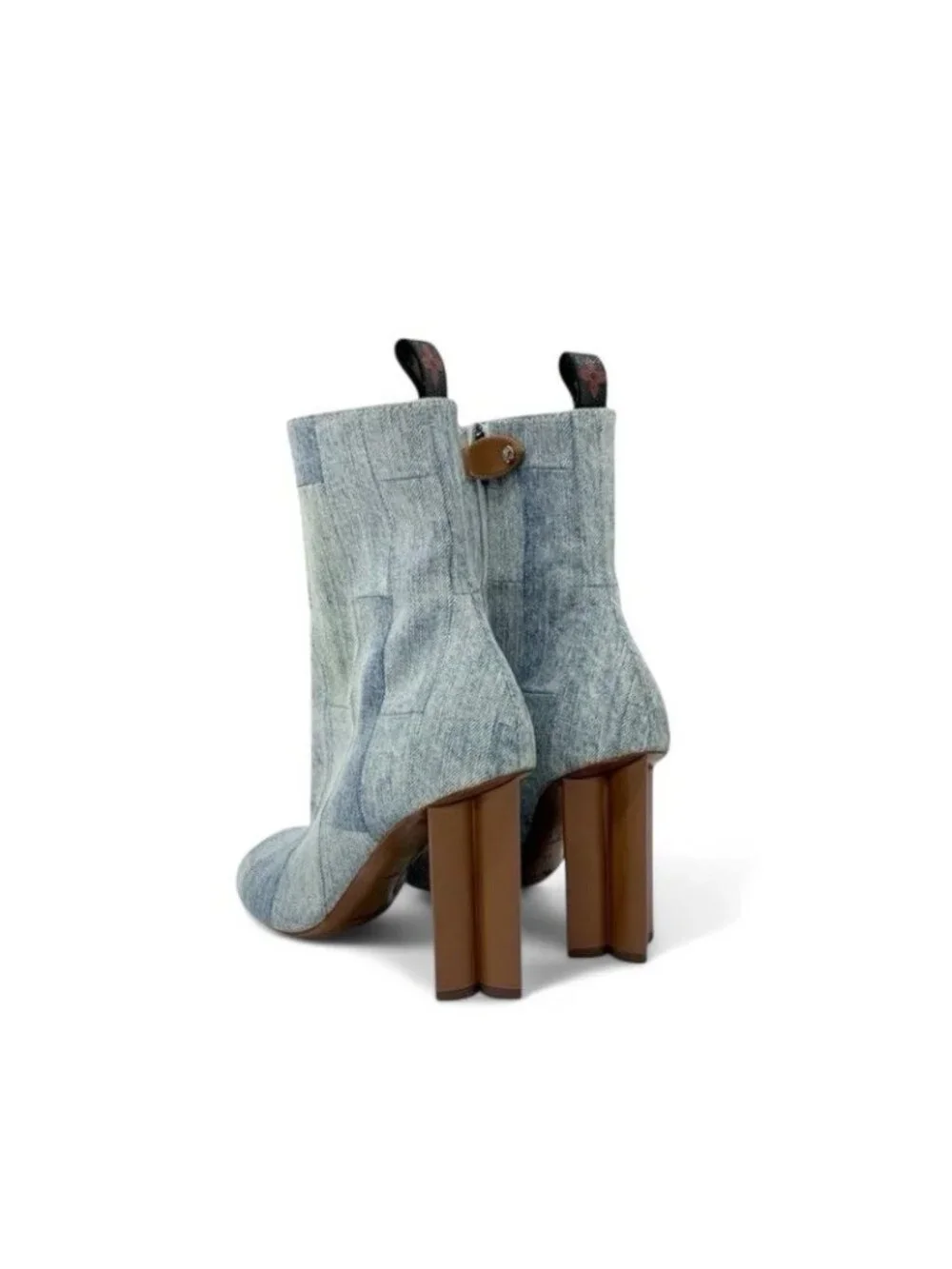 Louis Vuitton Silhouette Line Boots Short Shoes Denim Light Blue Brown - Picture 5 of 10